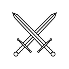 simple crossed sword icon, flat design best vector sword icon