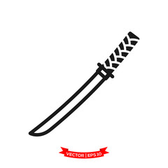 samurai sword icon vector logo template, katana vector icon