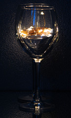 wine glass with light reflection inside
