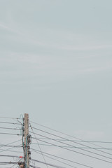 The minimalistic sky background and lined pattern.