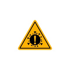 Warning attention sign of dangerous Virus Zone area road. Yellow symbol in the shape of triangle vector