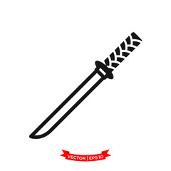 samurai sword icon vector logo template, katana vector icon