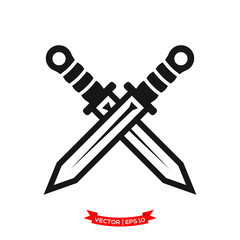 knife icon vector logo template, crossed dagger vector icon