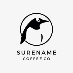 animal Penguin bird coffee shop and breakfast logo inspiration vector icon illustration custom logo design vector
