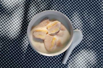Banana in Coconut Milk, Thai dessert.