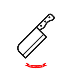 knife icon in trendy flat design, meat knife vector icon, kitchen utensil icon