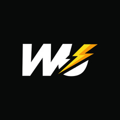 Initial Letter WU with Lightning