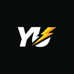 Initial Letter YU with Lightning