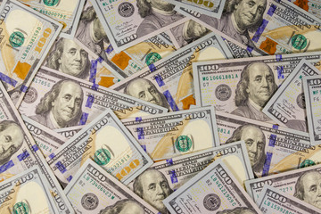 Background of american one hundred dollar bills