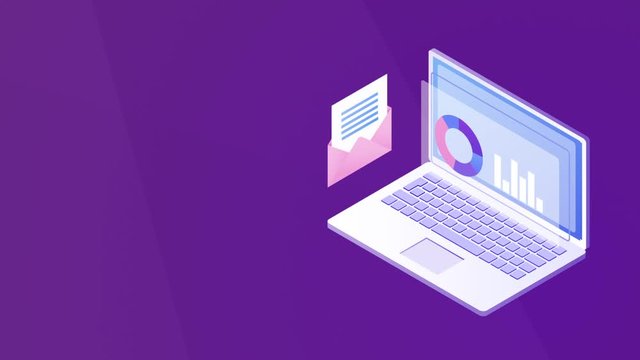 Isometric Laptop Business Analysis and Infography - Modern Design- Can be used for video presentation, website or Landing page etc.
