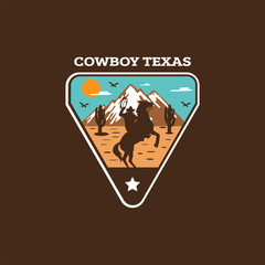 Cowboy Texas Horse Badge Illustration