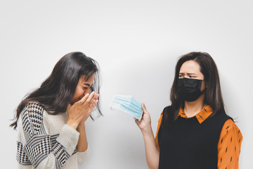 Women wearing mask protection epidemic flu covid19