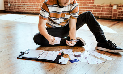 Entrepreneur working on the floor