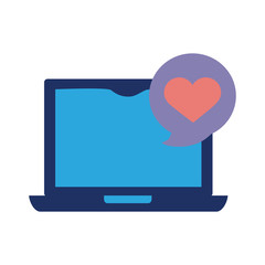 laptop with hearts solidarity flat style