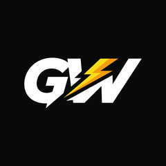 Initial Letter GW with Lightning
