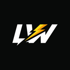 Initial Letter LW with Lightning