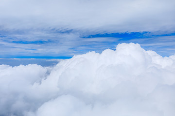 Skyline View above the Clouds from airplane,sky cloud landscape.