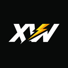 Initial Letter XW with Lightning