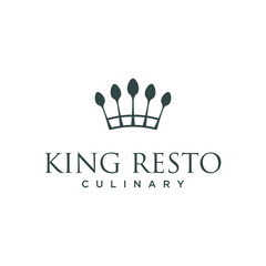 Restaurant Logo Design, Creative Spoons And Crown