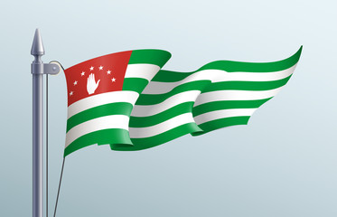 Abkhazia flag state symbol isolated on background national banner. Greeting card National Independence Day of the republic of Abkhazia. Illustration banner with realistic state flag.