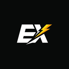 Initial Letter EX with Lightning