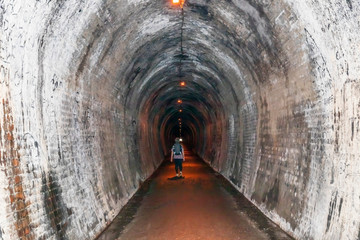 Naklejka premium Old Mine Tunnel at Karangahake gorge in New Zealand