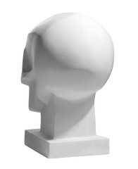 Gypsum skull on white background