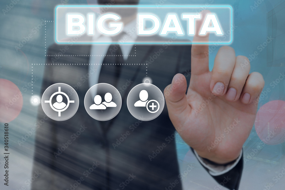 Poster handwriting text big data. conceptual photo sets that so complex that traditional software cant deal