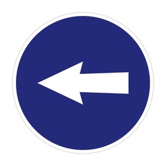 traffic sign, compulsory diection sign on the left, vector icon	