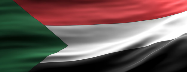 Sudan national flag waving texture background. 3d illustration