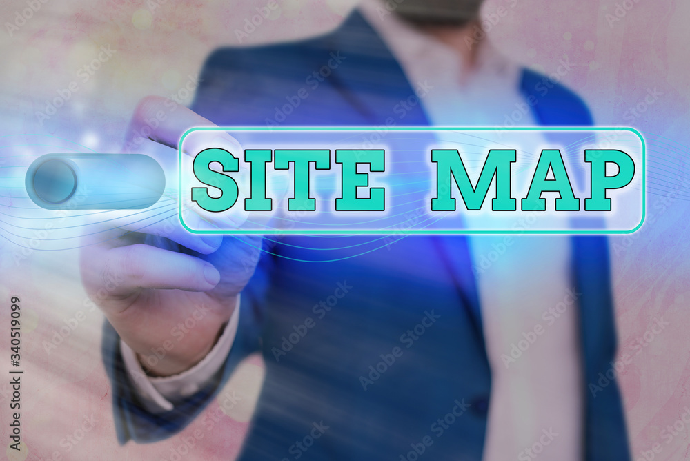 Poster word writing text site map. business photo showcasing designed to help both users and search engines