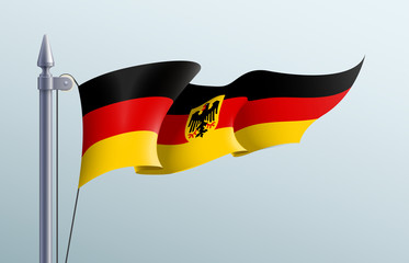 Germany flag state symbol isolated on background national banner. Greeting card National Independence Day of the Federal Republic of Germany. Illustration banner with realistic state flag of FRG.