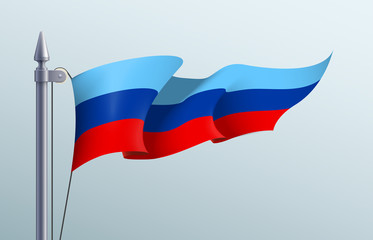 Luhansk People's Republic flag state symbol isolated on background national banner. Greeting card National Day of the Luhansk People's Republic. Illustration banner with realistic state flag of LPR.