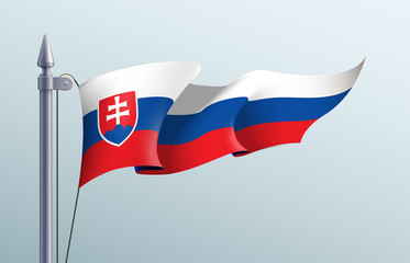 Slovakia flag state symbol isolated on background national banner. Greeting card National Independence Day of the Slovak Republic. Illustration banner with realistic state flag.