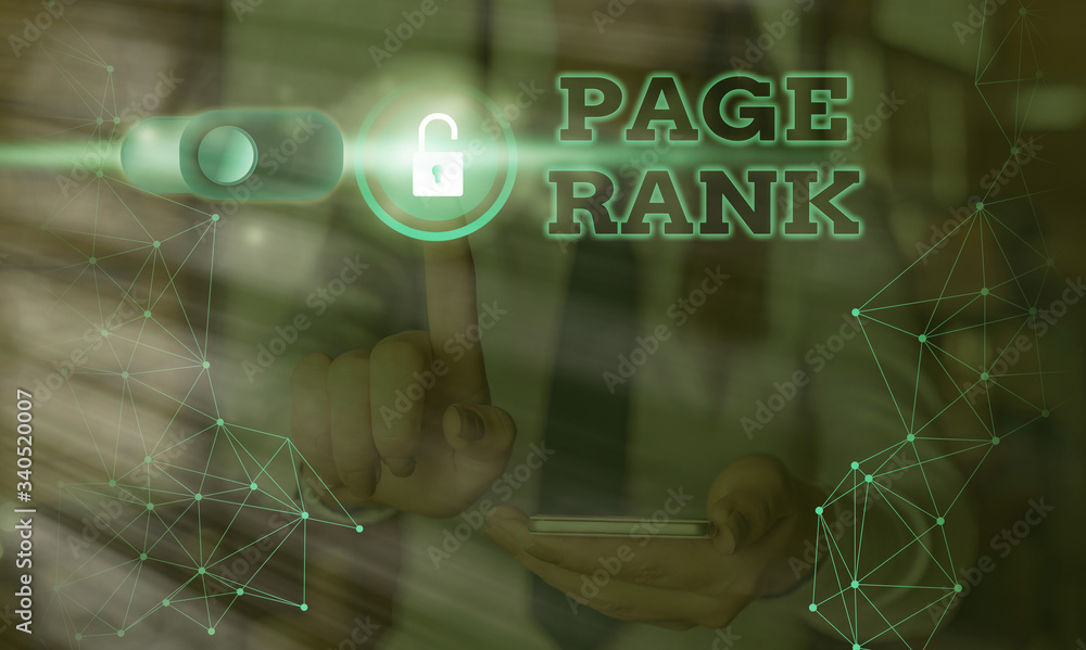 Poster text sign showing page rank. business photo showcasing a value assigned to a web page as a measure o
