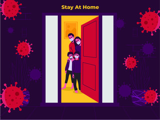 Family stay at home Vector illustration
