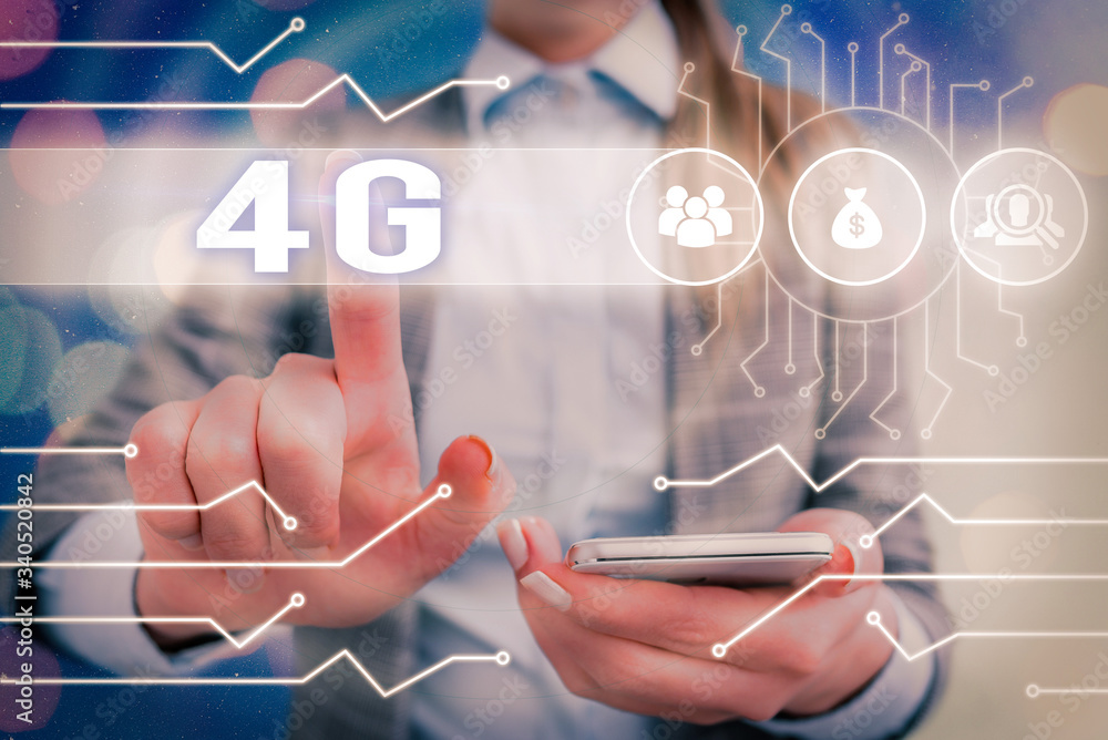 Poster handwriting text writing 4g. conceptual photo mobile communication standard wireless internet access