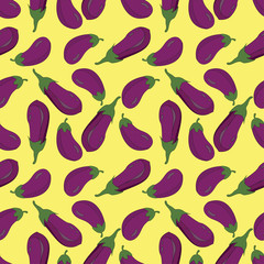 ripe and healthy seamless patter of eggplant. hand drawn veggie illustration.
