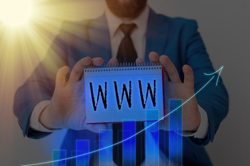 Text sign showing Www. Business photo text Network of online content Formatted in HTML and accessed...
