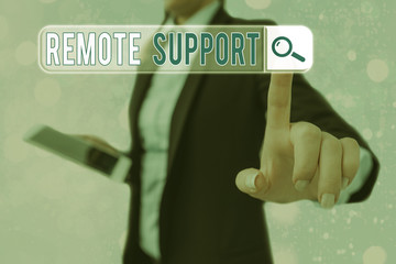 Conceptual hand writing showing Remote Support. Concept meaning type of secure service, which...