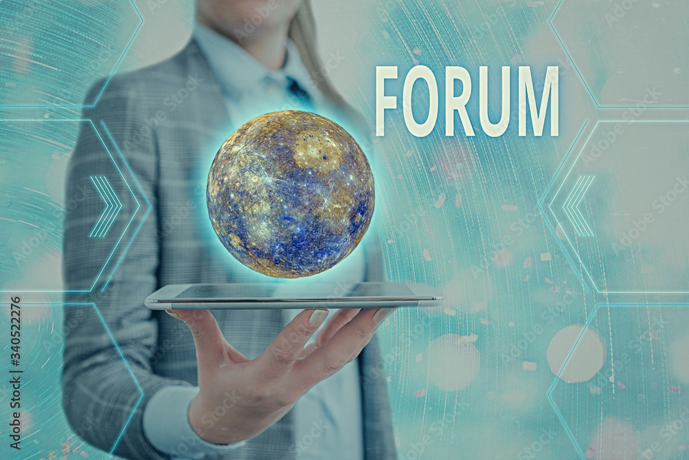 Poster word writing text forum. business photo showcasing the place or section of a website that is used fo