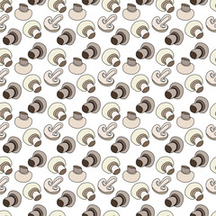 hand drawn linear mushroom seamless pattern. mushroom vegetable illustration.
