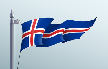 Fototapeta na wymiar Iceland flag state symbol isolated on background national banner. Greeting card National Independence Day of the Republic of Iceland. Illustration banner with realistic state flag.