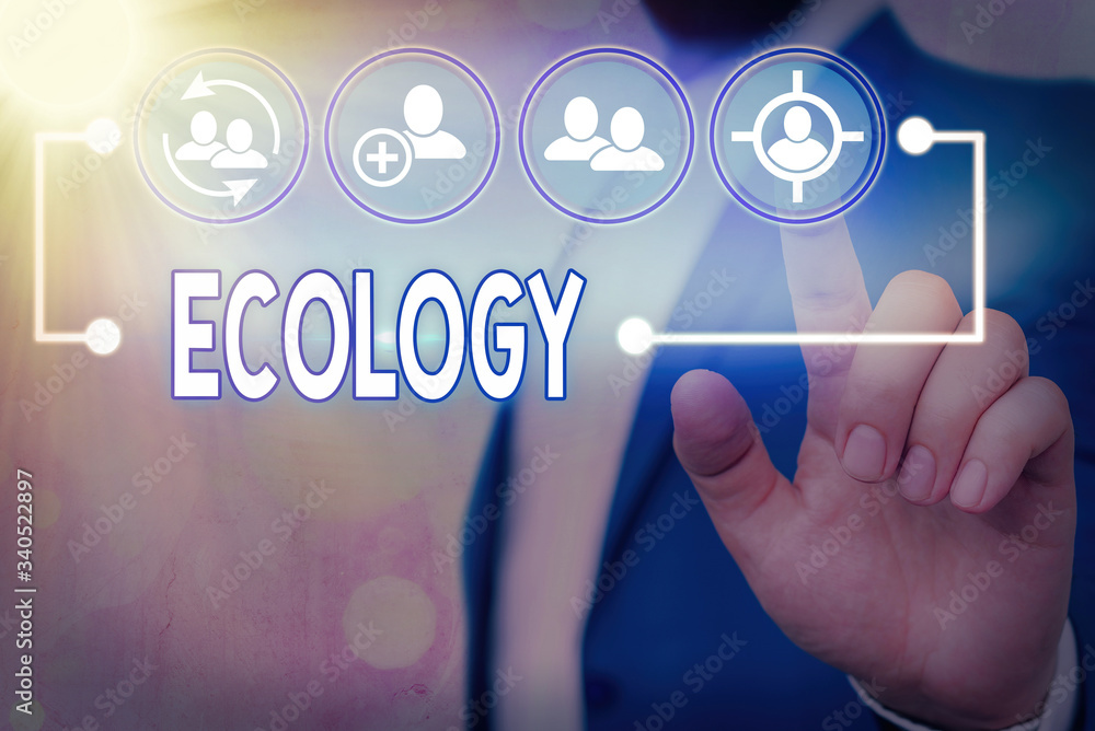 Poster text sign showing ecology. business photo text branch of science relation organisms environment scie