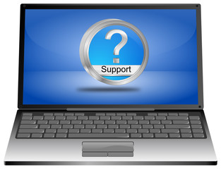 Laptop computer with Support Button - 3D illustration