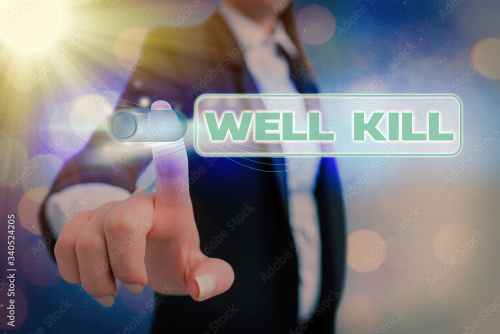 Aufkleber conceptual hand writing showing well kill. concept meaning operation of placing a column of heavy fl