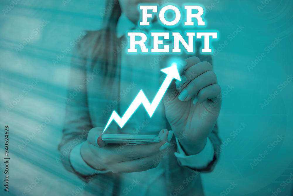 Poster conceptual hand writing showing for rent. concept meaning when you make property available for purch