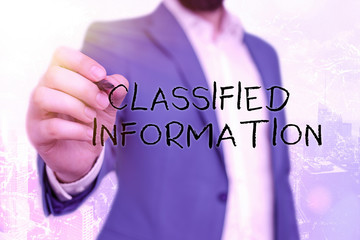 Handwriting text Classified Information. Conceptual photo Sensitive Data Top Secret Unauthorized...