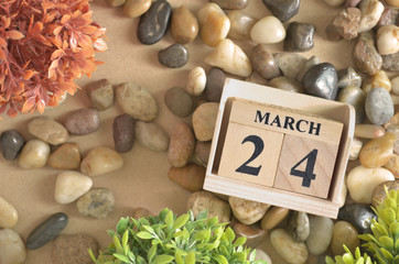 March 24, Number cube design in natural concept.