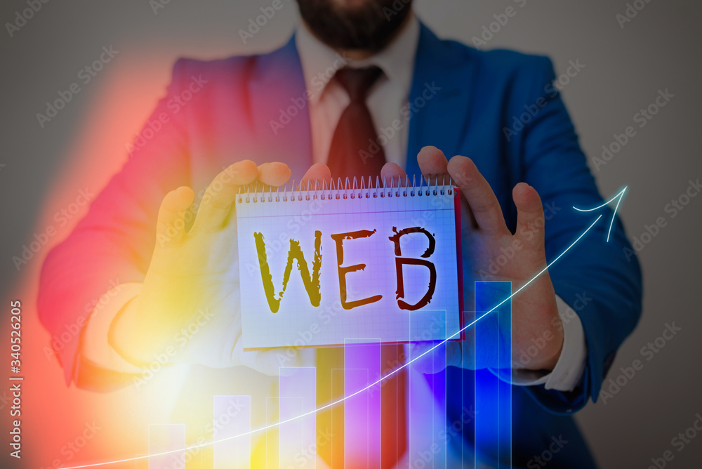 Poster text sign showing web. business photo text a system of internet servers that support specially forma